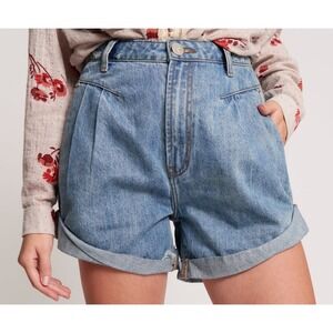 One Teaspoon - Street Walker High‎ Waisted Light Wash Denim Shorts Size 29